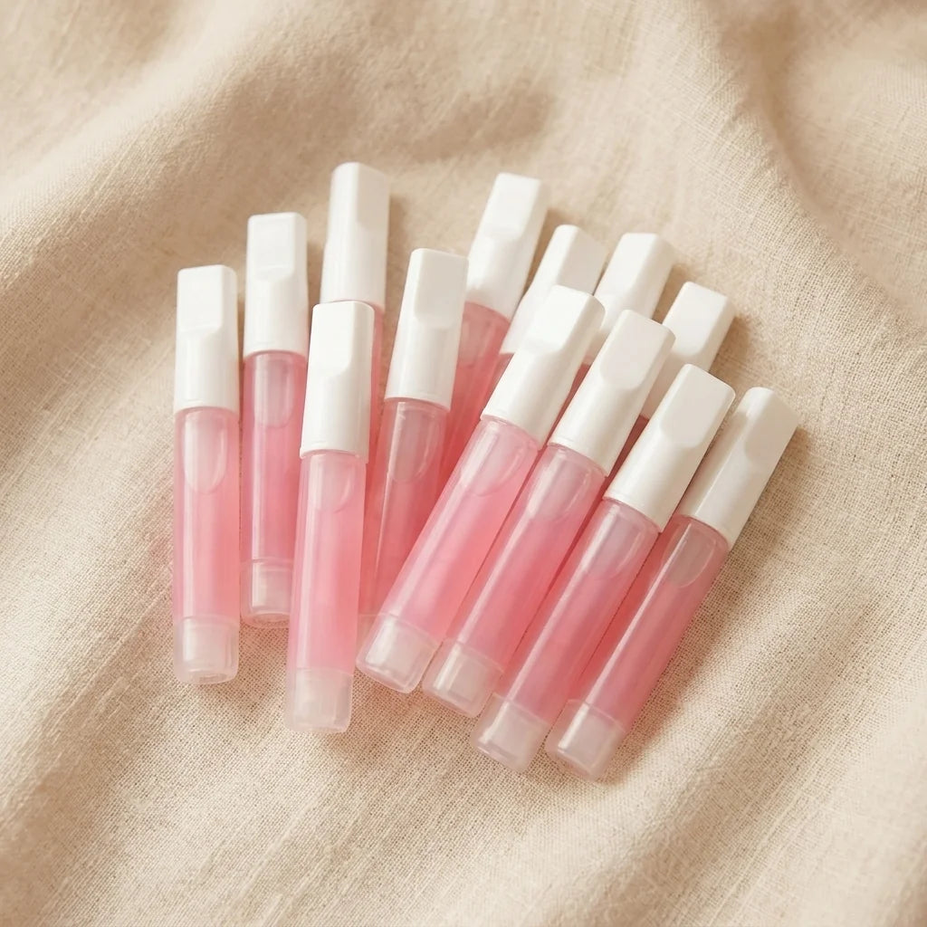 Glow Glue 10-pakning – gruppe rosa flytende neglelim for press-on negler