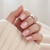 Pinkie Pearl press-on negler – myk pearl-rosa i kort square-form med blank finish