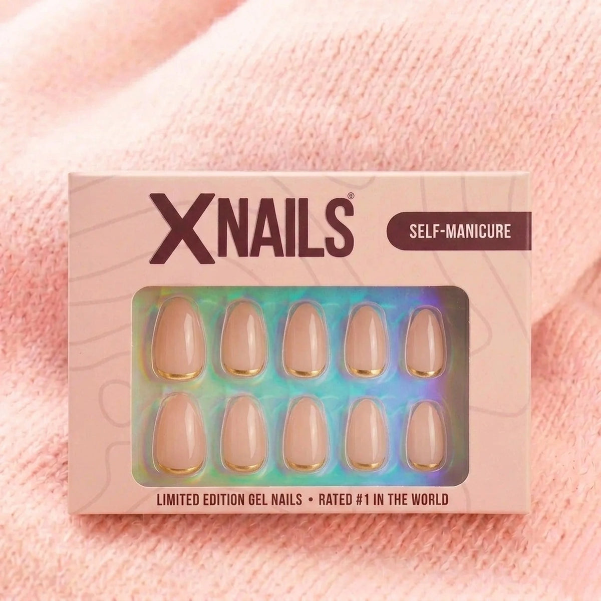 Golden Glimmer press-on negler i XNails self-manicure-box
