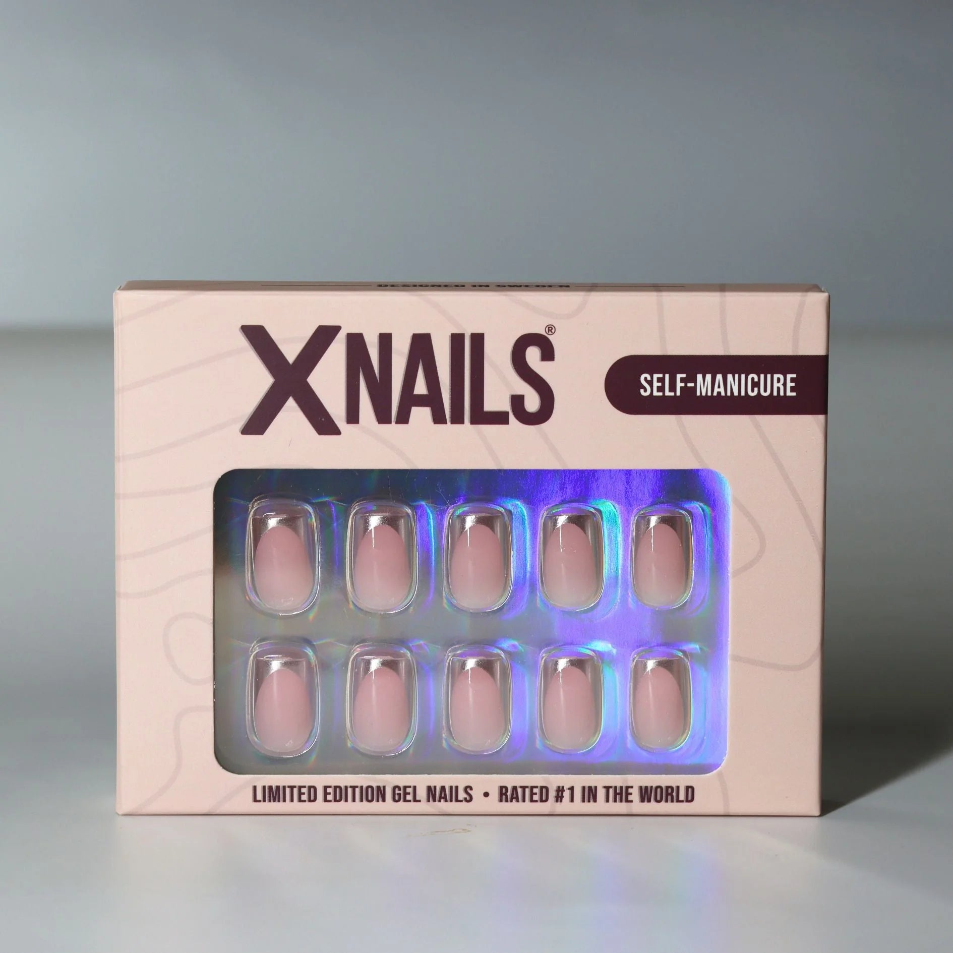 Fancy French XNails forpakning – limited edition gelénegler med sølv fransk tipp