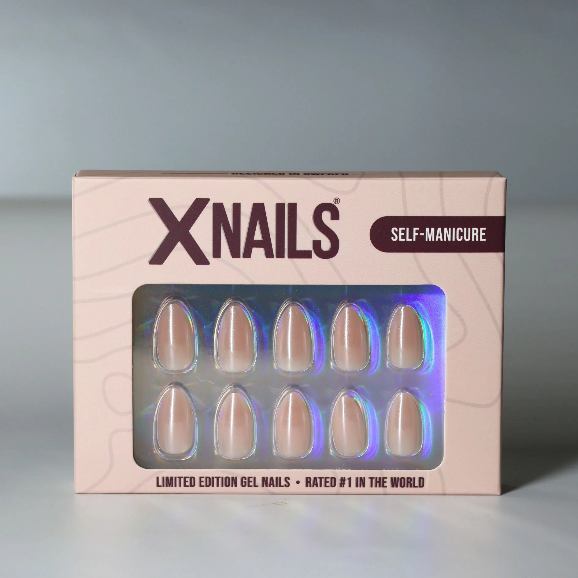 Heavenly Halo XNails forpakning – limited edition gelénegler i nude pearl chrome
